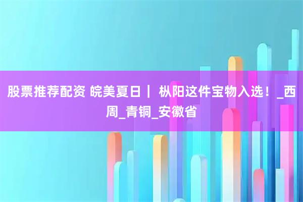 股票推荐配资 皖美夏日｜ 枞阳这件宝物入选！_西周_青铜_安徽省